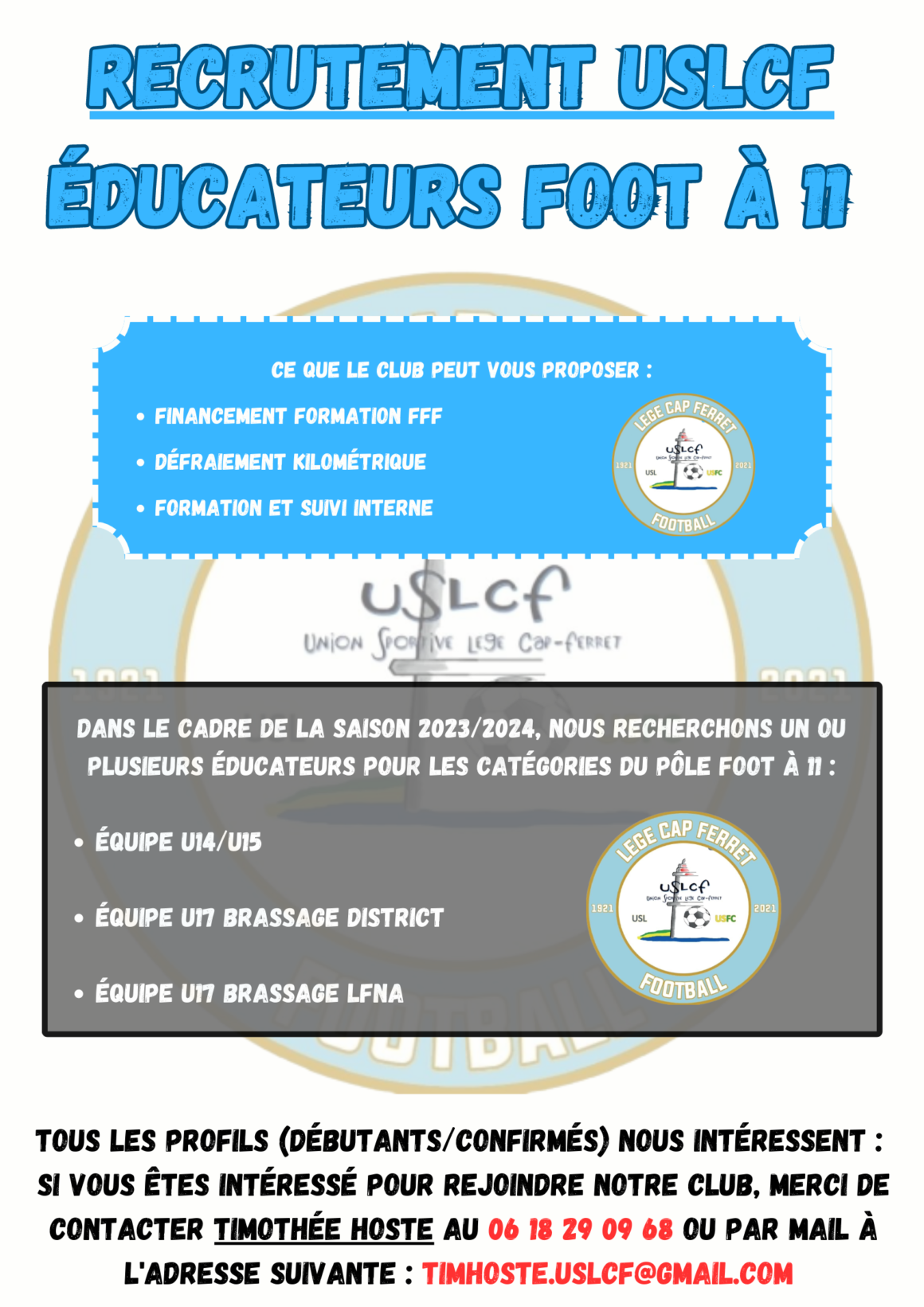 Recherche éducateurs foot à 11